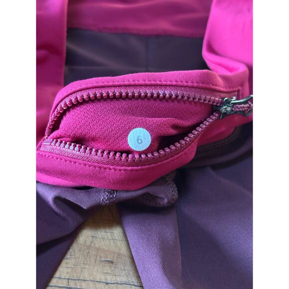 Lululemon Align Crop Athletic Leggings Maroon/Pink Pockets Reflective Size 6 - Picture 5 of 8